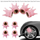 4pcs Pink Crown Shape Car Auto Wheel Tire Tyre Valve Stem Caps Dust Covers Newly
