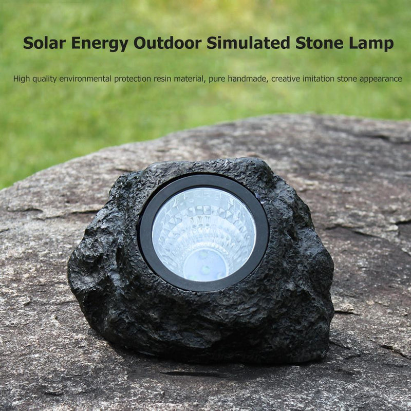 4xLED Solar Simulation Stone Lamp Outdoor Waterproof Garden Landscape Light