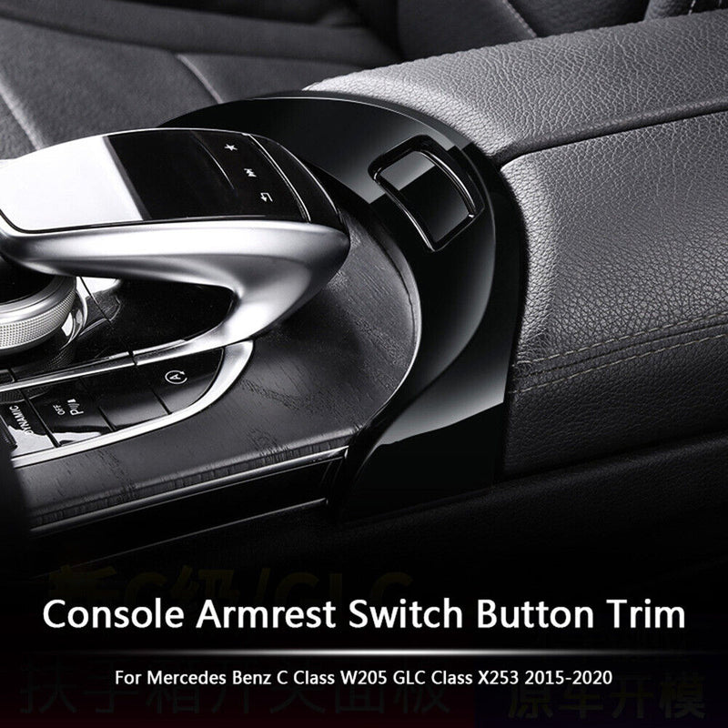 Console Armrest Switch Button Trim for Mercedes Benz W205 2015-2020 (Black)