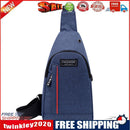 Retro Men Patchwork Travel Crossbody Chest Bag Casual Large Handbag (Blue)