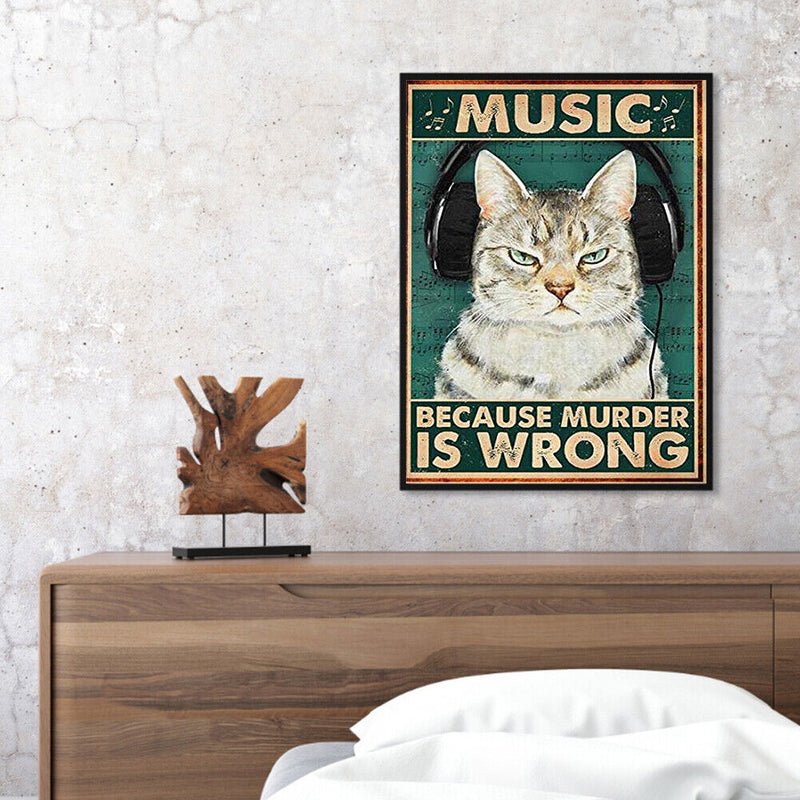 Retro Cat Poster Frameless Picture Oil Paint By Numbers Hand Painted Picture