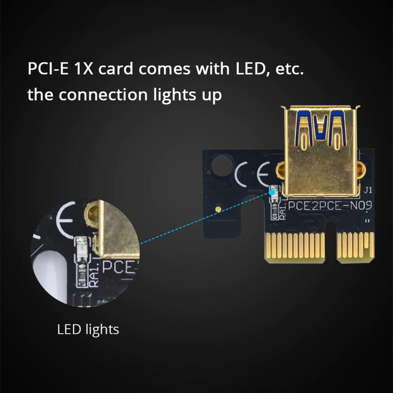 VER009C-PLUS PCIe Riser with LED USB 3.0 PCI-E 1X to 16X Extender (Red)