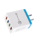 4 USB Travel Charger 3A Fast Charging Charger US Plug Adapter(Sky Blue)5PCS