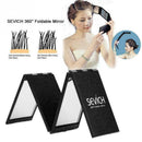 Foldable Type Makeup Mirror Pocket Red 4 Folds Panel Mirror I6S9 Side B5U4 Y2B8