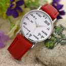 Women Mens Leather Stainless Steel Letter Sport Wristwatch (Red)