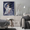 11CT Counted Full Cross Stitch Moon Angel DIY Embroidery Handmade Needlework Art