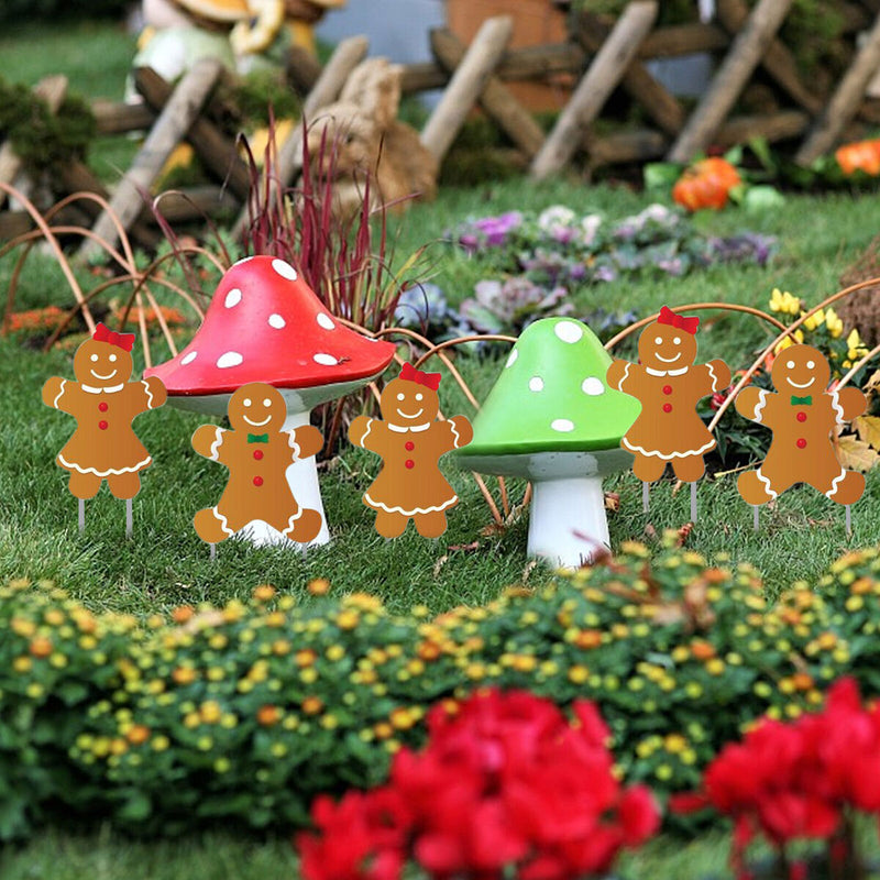 Christmas Yard Signs 16pcs Gingerbread Man Lawn Sign Decorations with 32 Stakes