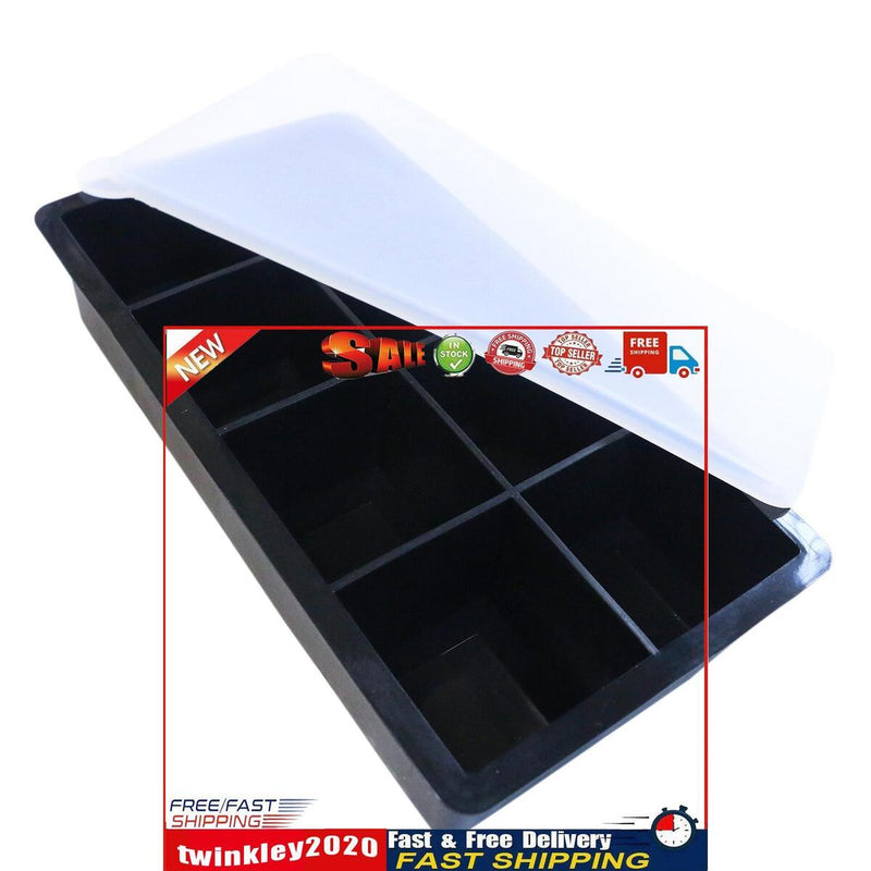 Silicone Ice Cube Trays for Freezer 8 Cells Ice Molds for Drinks (w/ Lid) Newly