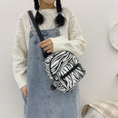 Fashion Canvas Zebra Print Backpack Casual Travel School Women Mini Knapsacks