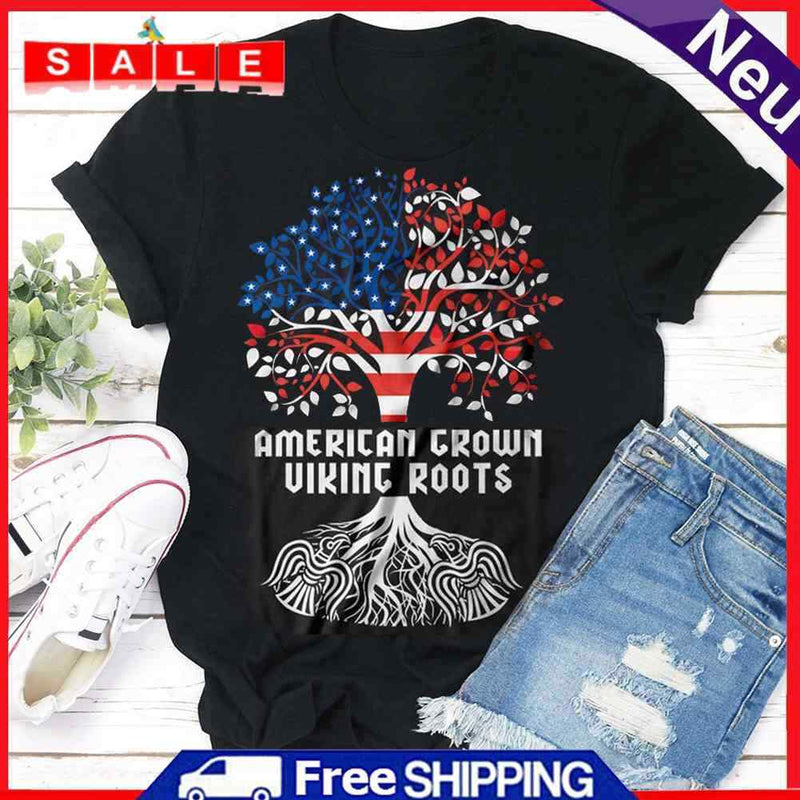 Independence Day American Tree Tea T-Shirt (Black M)