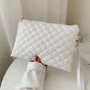 Diamond Lattice Embroidery Thread Envelope Bags Women PU Leather Clutch Handbags
