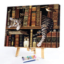 Painting By Numbers DIY Cat Books Canvas Oil Wall Art Picture Gift Ornaments Kit