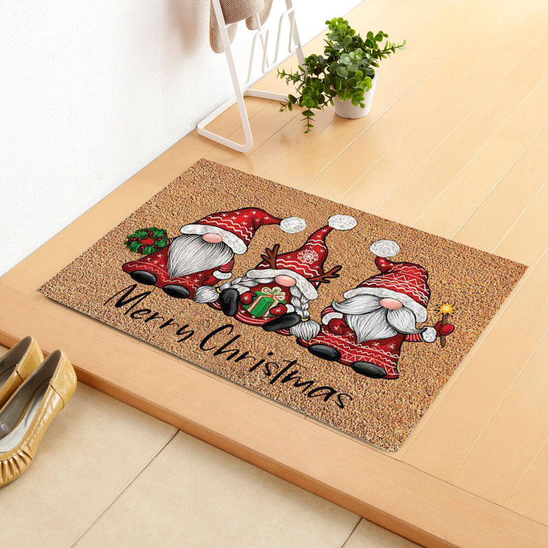 Christmas Gnome Dwarf Doormat Merry Christmas Welcome Carpet Door Rug (2) Newly