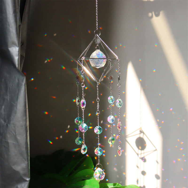 #A Diamond Windchimes Crystal Prism Colorful Wind Chime Rotating for Car Window