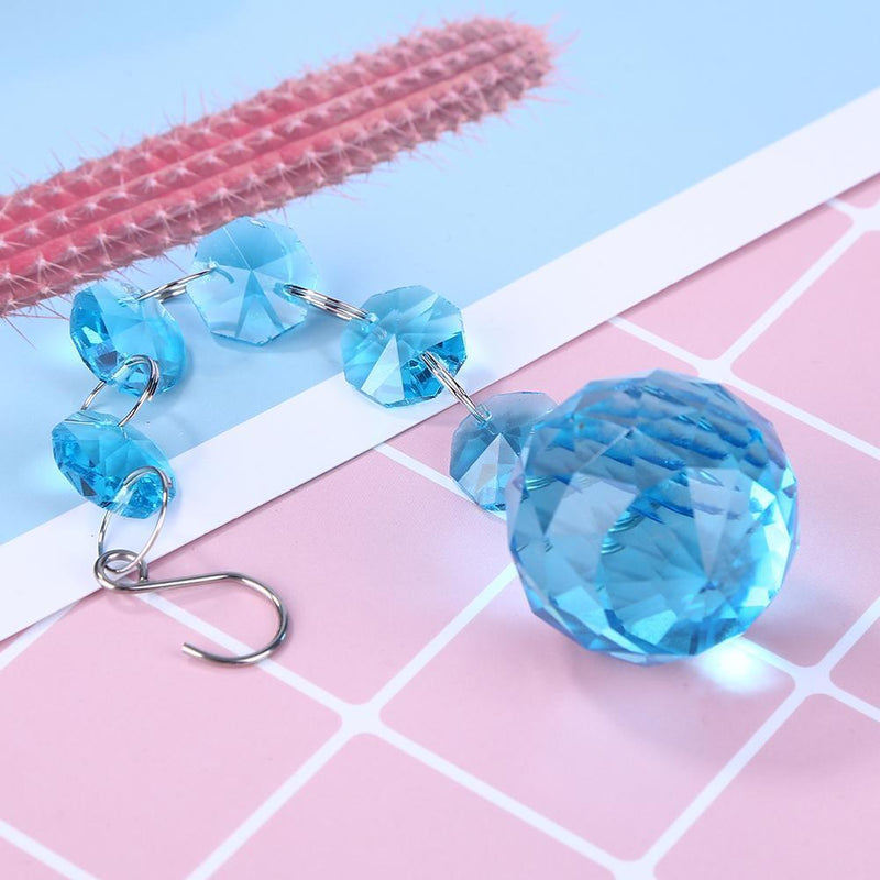 Crystal Glass Door Tassel Curtain Beads String Hanging Pendant Chain (Blue)