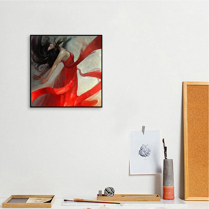 20X20cm Frameless Oil Paint By Numbers DIY Painting (Dancing Girl In Red)