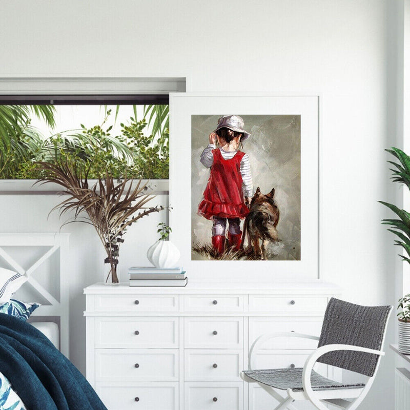 Red Skirt Girl Paint By Numbers Kit DIY Frameless Picture On Canvas (S442)