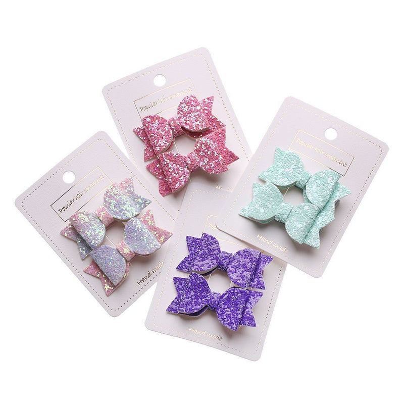Double Layer Baby Girls Bows Headwear Kids Hair Clips Sequin Bow Cute Hairpins