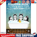Bathtub Dog Retro Metal Plate Tin Sign Plaque Poster for Home Decor (C)
