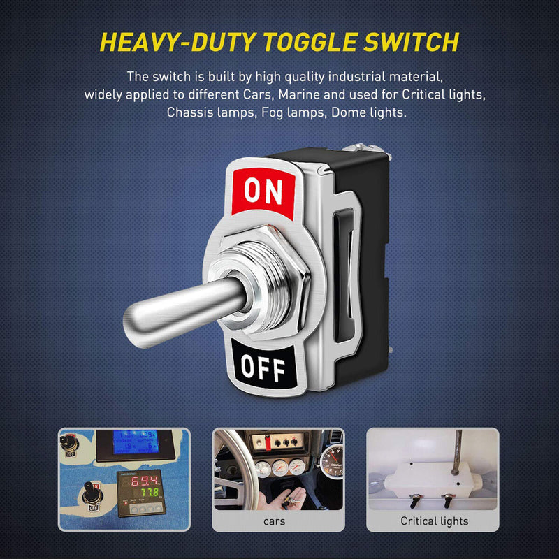 SPST Rocker Toggle Switch 2-Pin ON OFF Power Switches for Car RV Marine Boat