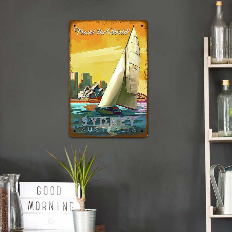 Sailboat at Sea Metal Plate Tin Sign Plaque for Bar Pub Club Cafe Iron Paintings