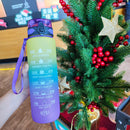 1000ml Sports Water Bottle Time Marker Outdoor Portable Cups (Purple Lid) Newly