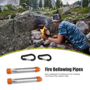 2x Collapsible Fire Bellowing Tool Stainless Steel Camping Fire Blower Pipes