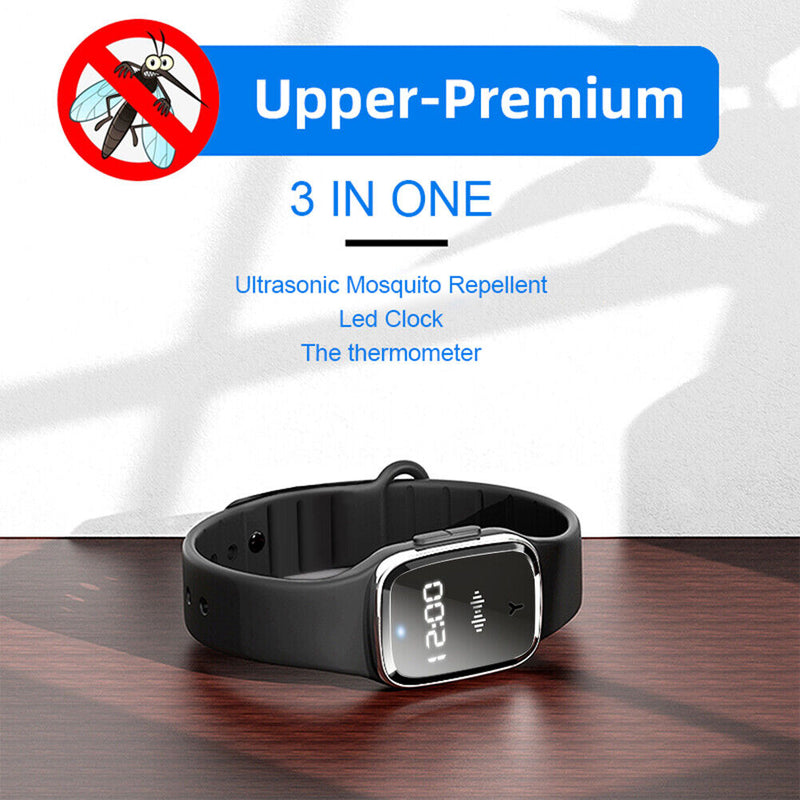 M2 Ultrasonic Mosquito Repellent Anti Insect Bugs Pest Bracelet (Black) Newly