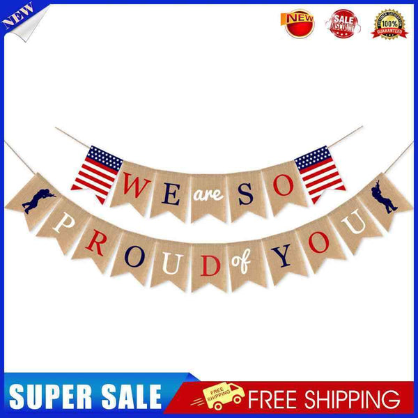 Veterans Day Linen Banners Party Supplies Linen Flag for Fireplace Doorway Porch