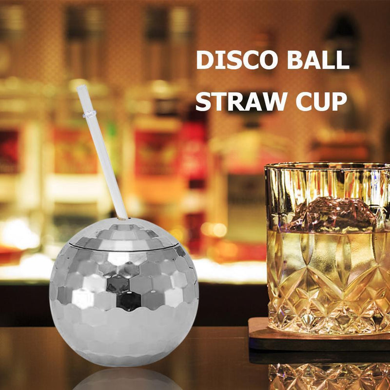 600ml Disco Ball Cup Cocktail Nightclub Party Straw Wine Glass Mug*4
