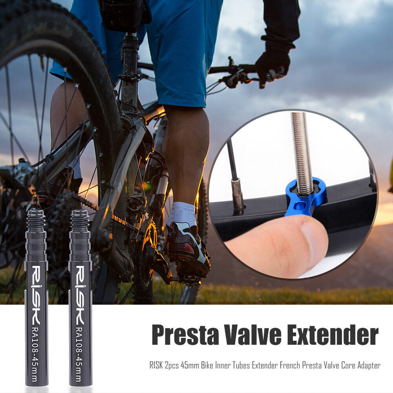 RISK 2pcs Bike Inner Tube Extender French Presta Valve Core Tire Extension Ro