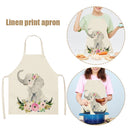 Kitchen Linen Apron Small Elephant Print Home Restaurant Cooking Baking Bib