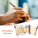 30pcs Wooden Clay Modeling Tools Set Polymer Sculpting DIY Pottery Ceramics Kit