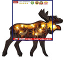 Wooden Ornament Multi-Layer Carving Handcraft Decor for Desktop Include Lights