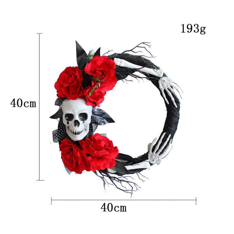 Halloween Wreath Red Rose Ghost Hand Wall Garland Festive Decor for Door Wi