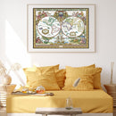 Partial Cross Stitch 14CT Old World Map Counted Embroidery DIY Needlework Kits