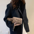 Women Quilted Flower Pattern Clutch Bag Mini Wallet Zipper Bag (Brown)