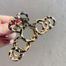 Korean Geometric Shaped Hair Claw for Women Leopard Hair Crab Hairpin Barrettes