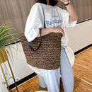 Straw Beach Bag Rattan Woven Shoulder Bag Large Summer Vacation Shopping Handbag