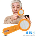 5"" 1 Thermometer with Portable Compass and LED Lamp Money Checking Magnifier