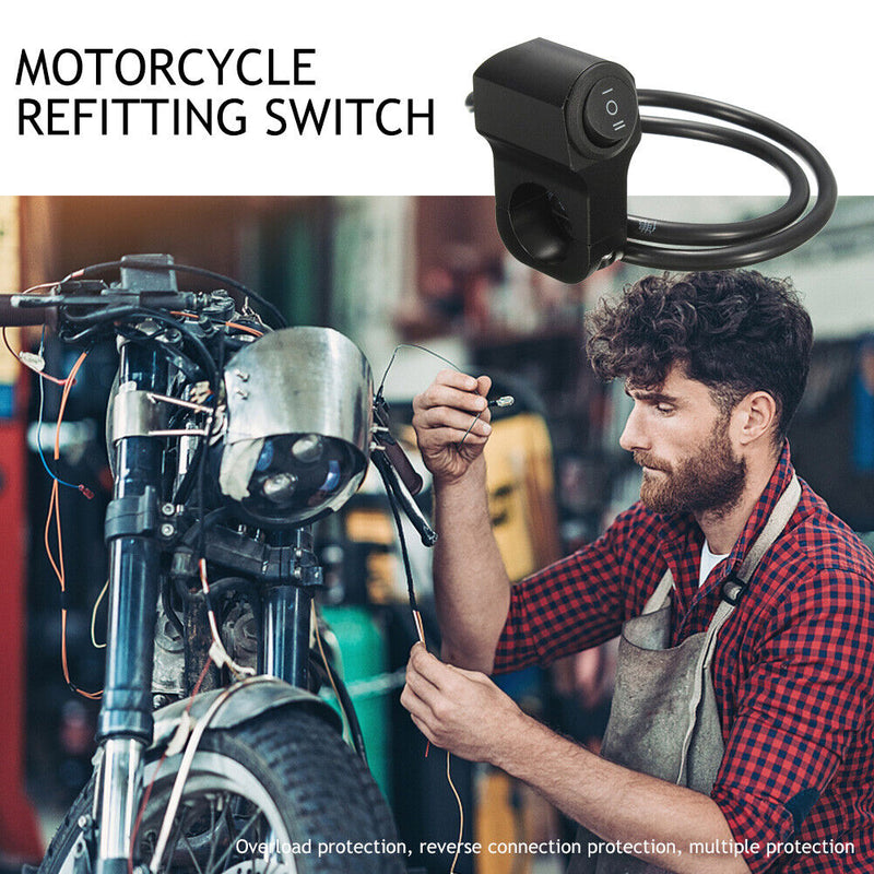 Motorcycle 3-position Switch Aluminium Alloy Fog Brake Light Switch (Black)