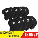 10pcs Golf Head Cover Club Iron Putter Head Protector Set Neoprene Black