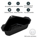 Steel Triangular Sink Strainer Kitchen Fruit Vegetable Drain Rack (Black)