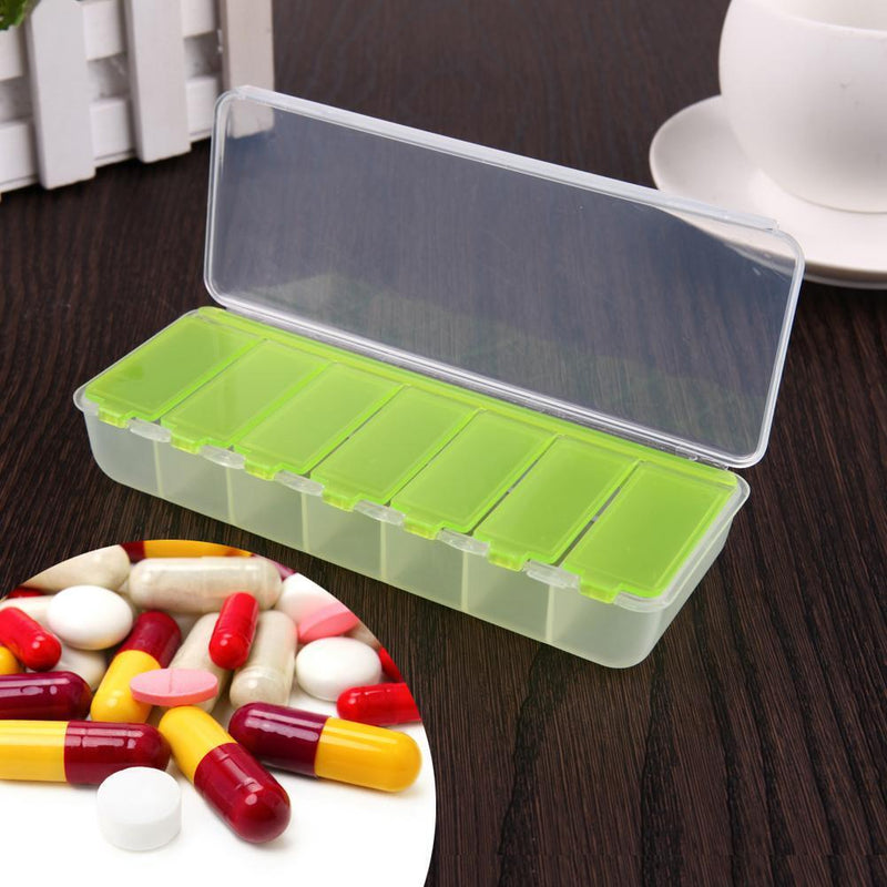 5pcs Large Travel Portable 7-Day Medicine Box Tablet Container(Green)