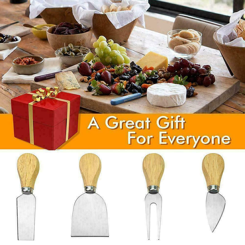 Bamboo Cheese Board Kitchen Wooden Handle Set Board Steel Cheese U9O8 G5Z9