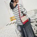 Boho Women Hollow Shoulder Messenger Bags Leather Small Crossbody Bag (Red)