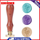 Wax Seal Plant Pattern Retro Wood Handle Sealing Wax Stamp for Envelope Wedding