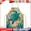 Kitchen Linen Apron Sea Turtle Print Home Restaurant Cooking Baking Bibs