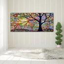 Color Tree Oil Paint By Numbers DIY Handpainted on Canvas Wall Picture Unfr