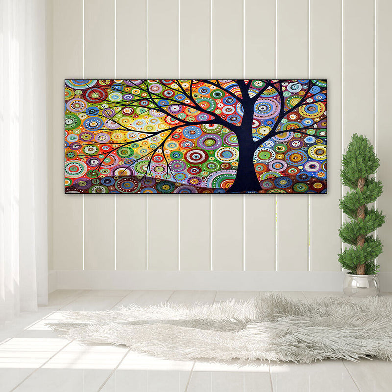 Color Tree Oil Paint By Numbers DIY Handpainted on Canvas Wall Picture Unfr